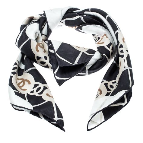 chanel cc camellia silk scarf|authentic chanel scarf.